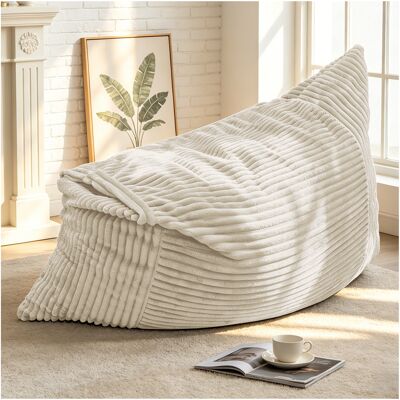 COVREO 3-in-1 Sitzsack-sessel Weiß Aus Flanell Mit Memory-schaum, Als Sessel Sofa Und Bett Wandelbar COVREO 3-in-1 Sitzsack-sessel Weiß Aus Flanell Mit Memory-schaum, Als Sessel Sofa Und Bett Wandelbar