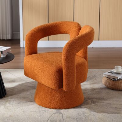 BEAOK 360° Drehbarer Bouclé-sessel In Orange, 67 X 55 X 74 Cm, Metallfuß BEAOK 360° Drehbarer Bouclé-sessel In Orange, 67 X 55 X 74 Cm, Metallfuß