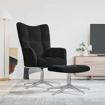 Relaxsessel Mit Hocker Schwarz Samt Vidaxl Relaxsessel Mit Hocker Schwarz Samt Vidaxl