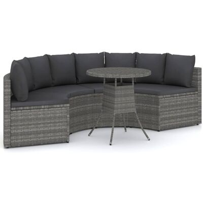 5-tlg. Garten-sofagarnitur Mit Auflagen Poly Rattan Grau Vidaxl 5-tlg. Garten-sofagarnitur Mit Auflagen Poly Rattan Grau Vidaxl