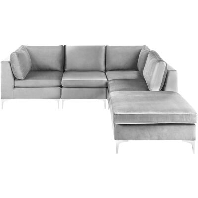Beliani Linkes Modular-Ecksofa Grau Samtvel 4-Sitzer - Ecksofa Beliani Linkes Modular-Ecksofa Grau Samtvel 4-Sitzer - Ecksofa