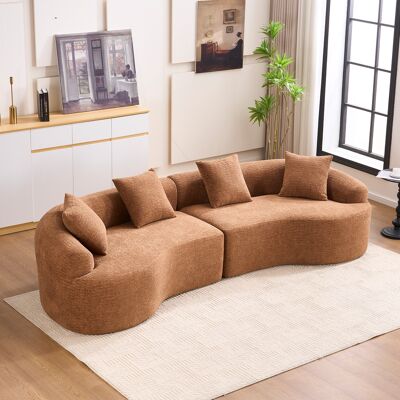 KELLANY Geschwungenes Sofa 4-sitzer – Modernes Chenille-modulsofa Im Karton, Bequem & Platzsparend Für Wohnzimmer & Apartment, Keine Montage Erforderlich – Karamell KELLANY Geschwungenes Sofa 4-sitzer – Modernes Chenille-modulsofa Im Karton, Bequem & Platzsparend Für Wohnzimmer & Apartment, Keine Montage Erforderlich – Karamell