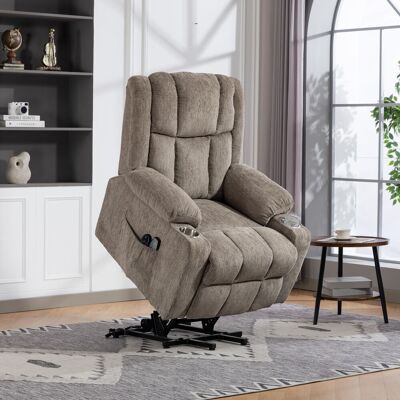 KELLANY 8205, Elektrisch Verstellbarer Sessel, Aufstehhilfe Mit Massagefunktion, Wärmefunktion, Seniorensessel, Relaxsessel Mit Fußstütze, 2 Seitentaschen Und Getränkehalter, Hellbraun KELLANY 8205, Elektrisch Verstellbarer Sessel, Aufstehhilfe Mit Massagefunktion, Wärmefunktion, Seniorensessel, Relaxsessel Mit Fußstütze, 2 Seitentaschen Und Getränkehalter, Hellbraun