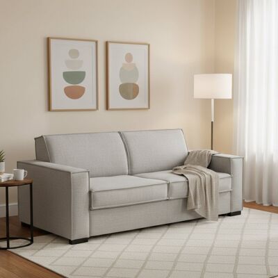 Schlafsofa Achiropita, Großes 2-sitzer-sofa, 100% Made In Italy, Wohnzimmersofa Mit Drehbarer Öffnung, Aus Gepolstertem Stoff, Mit Schmalen Armlehnen, Cm 180x95h90, Grau - Talamo Italia Schlafsofa Achiropita, Großes 2-sitzer-sofa, 100% Made In Italy, Wohnzimmersofa Mit Drehbarer Öffnung, Aus Gepolstertem Stoff, Mit Schmalen Armlehnen, Cm 180x95h90, Grau - Talamo Italia