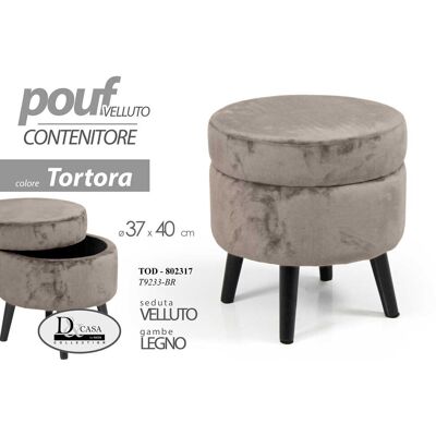 Bakaji - Samtstoff Pouf mit Stauraum 37x40cm Bakaji - Samtstoff Pouf mit Stauraum 37x40cm