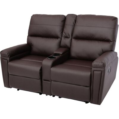 2er Kinosessel Hhg 371, Relaxsessel Fernsehsessel Sofa, Nosagfederung Getränkehalter Fach Kunstleder Braun 2er Kinosessel Hhg 371, Relaxsessel Fernsehsessel Sofa, Nosagfederung Getränkehalter Fach Kunstleder Braun