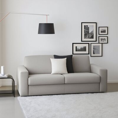 Festes Sofa Mara, 3-sitzer-sofa, 100% Made In Italy, Sofa-wohnzimmer, Aus Gepolstertem Stoff, Mit Schmalen Armlehnen, Cm 200x95h90, Grau - Talamo Italia Festes Sofa Mara, 3-sitzer-sofa, 100% Made In Italy, Sofa-wohnzimmer, Aus Gepolstertem Stoff, Mit Schmalen Armlehnen, Cm 200x95h90, Grau - Talamo Italia