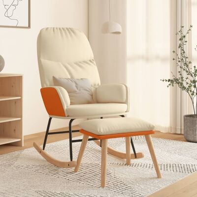 Schaukelstuhl Mit Hocker Cremeweiß Stoff Vidaxl Schaukelstuhl Mit Hocker Cremeweiß Stoff Vidaxl