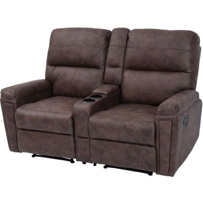 2er Kinosessel Hhg 371, Relaxsessel Fernsehsessel Sofa, Nosagfederung Getränkehalter Fach Stoff/textil Braun 2er Kinosessel Hhg 371, Relaxsessel Fernsehsessel Sofa, Nosagfederung Getränkehalter Fach Stoff/textil Braun