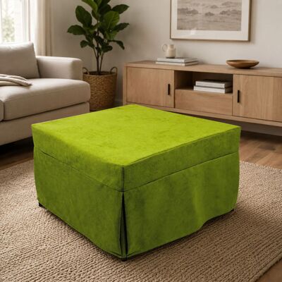In Ein Einzelbett Umwandelbarer Puof, Made In Italy, Klappbett, Pouf Aus Abnehmbarem, Platzsparendem Stoff Für Das Wohnzimmer, Cm 78x78 / 195h45, Grün - Talamo Italia In Ein Einzelbett Umwandelbarer Puof, Made In Italy, Klappbett, Pouf Aus Abnehmbarem, Platzsparendem Stoff Für Das Wohnzimmer, Cm 78x78 / 195h45, Grün - Talamo Italia