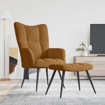 Relaxsessel Mit Hocker Braun Samt - Vidaxl Relaxsessel Mit Hocker Braun Samt - Vidaxl