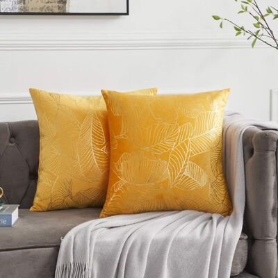 Minkurow Kissenhülle 50x50cm Samt Gold Blätter Gelb Kissenbezüge Dekokissenbezug Kissen Für Sofa Schlafzimmer Wohnzimmer 2er Set Minkurow Kissenhülle 50x50cm Samt Gold Blätter Gelb Kissenbezüge Dekokissenbezug Kissen Für Sofa Schlafzimmer Wohnzimmer 2er Set