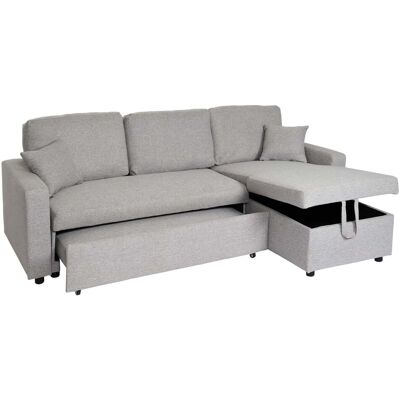 Hhg - Ecksofa Mit Bettkasten 309, Couch Sofa L-form, Liegefläche Nosagfederung 228cm Grau Hhg - Ecksofa Mit Bettkasten 309, Couch Sofa L-form, Liegefläche Nosagfederung 228cm Grau
