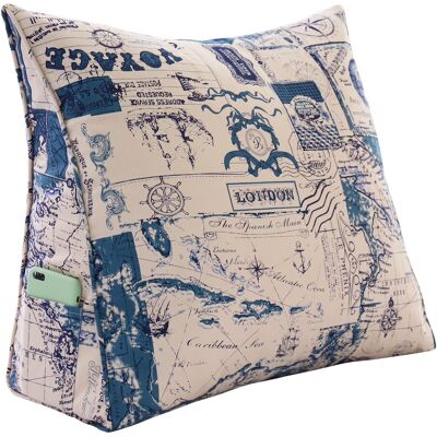 Lesekissen Aus 100 % Baumwolle, Großes Dekoratives Keilkissen, Dreieckiges Bettruhekissen, Beinkissen Für Couch Oder Tiefes Sofa, Nautisches Muster, 60cm - Nautisches Muster - Vercart Lesekissen Aus 100 % Baumwolle, Großes Dekoratives Keilkissen, Dreieckiges Bettruhekissen, Beinkissen Für Couch Oder Tiefes Sofa, Nautisches Muster, 60cm - Nautisches Muster - Vercart