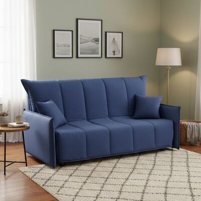 Schlafsofa Alissa, 2-sitzer-sofa, 100% Made In Italy, Wohnzimmersofa Mit Trolley-öffnung, Aus Gepolstertem Stoff, Mit Standard-armlehnen, Cm 150x90h85, Blau - Talamo Italia Schlafsofa Alissa, 2-sitzer-sofa, 100% Made In Italy, Wohnzimmersofa Mit Trolley-öffnung, Aus Gepolstertem Stoff, Mit Standard-armlehnen, Cm 150x90h85, Blau - Talamo Italia