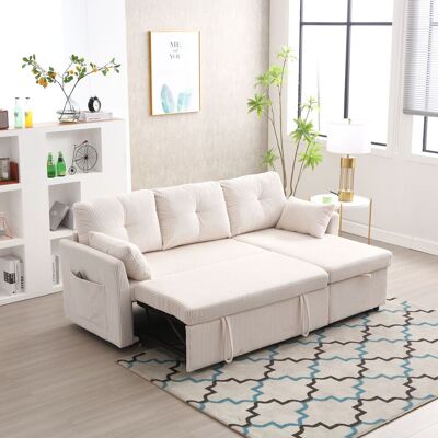 SANS MARQUE Multifunktionales Schlafsofa – Aus Cord – Multifunktionelles Sofa-bett – Premium Stripped Fleece Fabric – Austauschbare Toffee-richtung SANS MARQUE Multifunktionales Schlafsofa – Aus Cord – Multifunktionelles Sofa-bett – Premium Stripped Fleece Fabric – Austauschbare Toffee-richtung