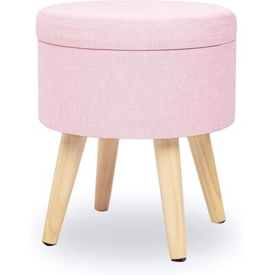 Minkurow Pouf Hocker Stoff Aufbewahrungstruhe Runder Fußhocker Design Wohnzimmer Moderner Stuhl Leinen Sitzfläche Farbige Holzbeine Mit Deckel Rosa Minkurow Pouf Hocker Stoff Aufbewahrungstruhe Runder Fußhocker Design Wohnzimmer Moderner Stuhl Leinen Sitzfläche Farbige Holzbeine Mit Deckel Rosa