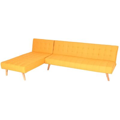 Hhg - Ecksofa 784, Sofa Klappsofa, Liegefläche Links/rechts, Stoff/textil Massivholz Mvg Zertifiziert 256cm Gelb Hhg - Ecksofa 784, Sofa Klappsofa, Liegefläche Links/rechts, Stoff/textil Massivholz Mvg Zertifiziert 256cm Gelb