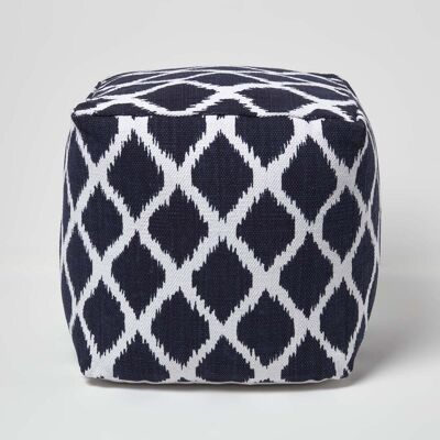 Homescapes Blau Natur Ikat Hocker - Wohndekor Homescapes Blau Natur Ikat Hocker - Wohndekor
