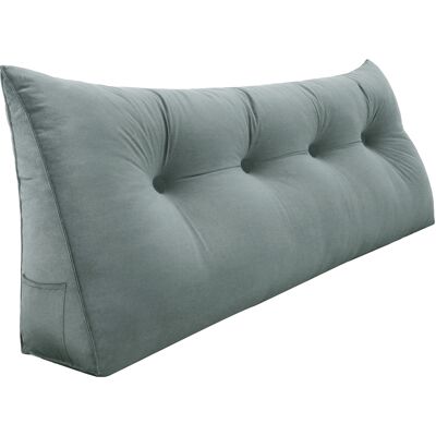 Vercart - Großes Keil Lesekissen, Langes Bettruhe Rückenkissen, Dekoratives Kopfteilkissen, Dreieckiges Positionierungs Körperkissen Für Tagesbett Oder Couch, Samt Grau, 140cm - Grau Vercart - Großes Keil Lesekissen, Langes Bettruhe Rückenkissen, Dekoratives Kopfteilkissen, Dreieckiges Positionierungs Körperkissen Für Tagesbett Oder Couch, Samt Grau, 140cm - Grau
