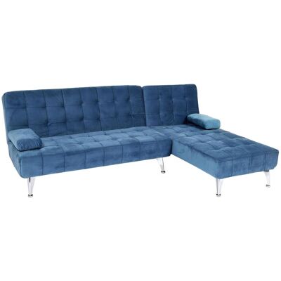 Hhg - Schlafsofa 729, Couch Ecksofa Sofa, Liegefläche Links/rechts Schlaffunktion 236cm Samt Blau Hhg - Schlafsofa 729, Couch Ecksofa Sofa, Liegefläche Links/rechts Schlaffunktion 236cm Samt Blau
