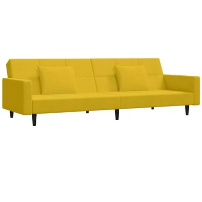 Devenirriche - Schlafsofa 2-sitzer Mit 2 Kissen Gelb Samt Vidaxl Devenirriche - Schlafsofa 2-sitzer Mit 2 Kissen Gelb Samt Vidaxl