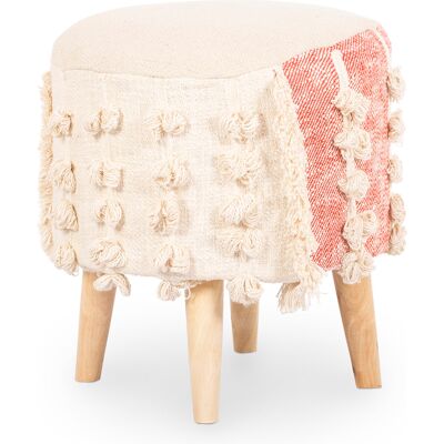 PRIVATEFLOOR Runder Pouf Hocker - Boho Bali Stil - Batty Beige PRIVATEFLOOR Runder Pouf Hocker - Boho Bali Stil - Batty Beige