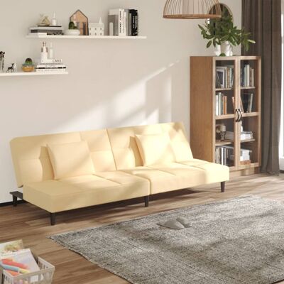 Prolenta Premium - Schlafsofa 2-sitzer Mit 2 Kissen Creme Samt Vidaxl Prolenta Premium - Schlafsofa 2-sitzer Mit 2 Kissen Creme Samt Vidaxl