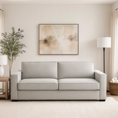 Festes Sofa Manuela, Großes 2-sitzer-sofa, 100% Made In Italy, Wohnzimmersofa Aus Stoff, Mit Standard-armlehnen, Cm 200x95h90, Grau - Talamo Italia Festes Sofa Manuela, Großes 2-sitzer-sofa, 100% Made In Italy, Wohnzimmersofa Aus Stoff, Mit Standard-armlehnen, Cm 200x95h90, Grau - Talamo Italia