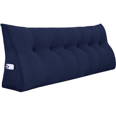 Vercart Großes Keilkissen, Langes Lesekissen, Bettruhe Rückenkissen, Dreieckiges Liegekissen, Dekoratives Kopfteilkissen Für Tagesbett Oder Tiefes Sofa, Cord Marineblau, 180cm Vercart Großes Keilkissen, Langes Lesekissen, Bettruhe Rückenkissen, Dreieckiges Liegekissen, Dekoratives Kopfteilkissen Für Tagesbett Oder Tiefes Sofa, Cord Marineblau, 180cm
