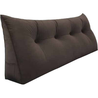 Vercart Großes Keil Lesekissen, Langes Bettruhe Rückenkissen, Dekoratives Kopfteilkissen, Dreieckiges Positionierungs Körperkissen Für Tagesbett Oder Couch, Samt Braun, 140cm Vercart Großes Keil Lesekissen, Langes Bettruhe Rückenkissen, Dekoratives Kopfteilkissen, Dreieckiges Positionierungs Körperkissen Für Tagesbett Oder Couch, Samt Braun, 140cm