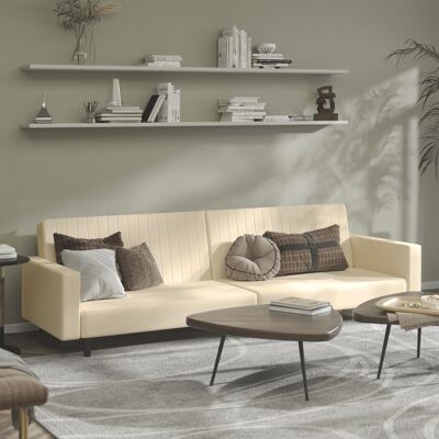 Prolenta Premium - Schlafsofa 2-sitzer Creme Samt Vidaxl Prolenta Premium - Schlafsofa 2-sitzer Creme Samt Vidaxl