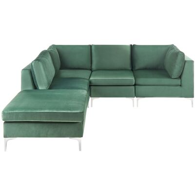 Beliani Modular Ecksofa Grün Samt - 4-Sitzer Rechts Beliani Modular Ecksofa Grün Samt - 4-Sitzer Rechts