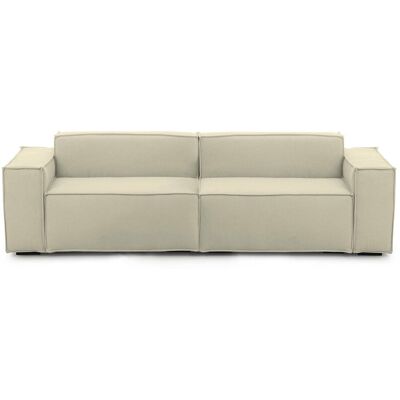 Festes Sofa Simona, Lineares Modulares 3-sitzer-sofa, 100% Made In Italy, Modernes Wohnzimmersofa Aus Stoff, Cm 260x95h70, Beige - Talamo Italia Festes Sofa Simona, Lineares Modulares 3-sitzer-sofa, 100% Made In Italy, Modernes Wohnzimmersofa Aus Stoff, Cm 260x95h70, Beige - Talamo Italia