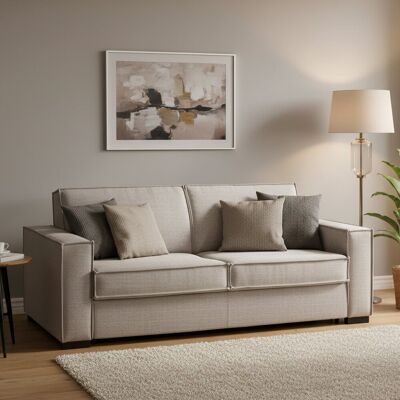 Schlafsofa Addolorata, 3-sitzer-sofa, 100% Made In Italy, Wohnzimmersofa Mit Drehbarer Öffnung, Aus Gepolstertem Stoff, Mit Schmalen Armlehnen, Cm 200x95h90, Turteltaube - Talamo Italia Schlafsofa Addolorata, 3-sitzer-sofa, 100% Made In Italy, Wohnzimmersofa Mit Drehbarer Öffnung, Aus Gepolstertem Stoff, Mit Schmalen Armlehnen, Cm 200x95h90, Turteltaube - Talamo Italia