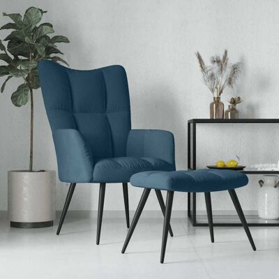 Relaxsessel Mit Hocker Blau Samt - Vidaxl Relaxsessel Mit Hocker Blau Samt - Vidaxl