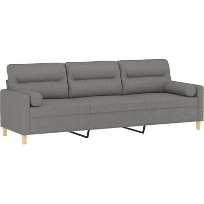3-sitzer-sofa Mit Kissen Dunkelgrau 210 Cm Stoff Vidaxl 3-sitzer-sofa Mit Kissen Dunkelgrau 210 Cm Stoff Vidaxl