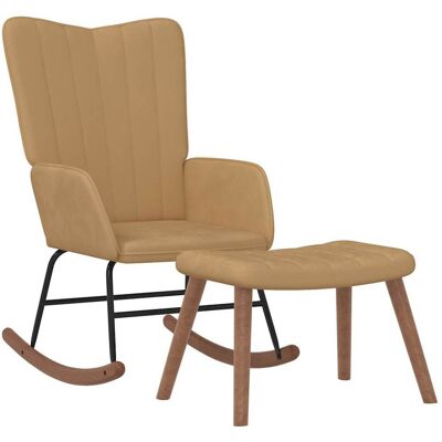 Schaukelstuhl Mit Hocker Samt Braun Vidaxl Schaukelstuhl Mit Hocker Samt Braun Vidaxl