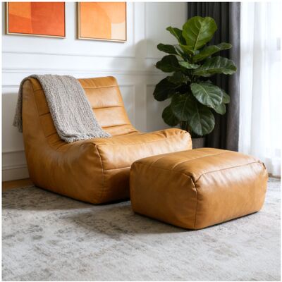 COVREO Loungesessel Mit Hocker Braun Aus Flanell Mit Ergonomischer Form Für Kompakte Wohnräume COVREO Loungesessel Mit Hocker Braun Aus Flanell Mit Ergonomischer Form Für Kompakte Wohnräume