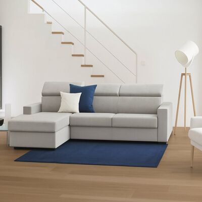 Festes Sofa Eliana, Ecksofa, 100% Made In Italy, Sofa Im Wohnzimmer Mit Chaiselongue, Aus Gepolstertem Stoff - Linke Containerhalbinsel, Mit Schmalen Armlehnen, Cm 280x95h85, Grau - Talamo Italia Festes Sofa Eliana, Ecksofa, 100% Made In Italy, Sofa Im Wohnzimmer Mit Chaiselongue, Aus Gepolstertem Stoff - Linke Containerhalbinsel, Mit Schmalen Armlehnen, Cm 280x95h85, Grau - Talamo Italia