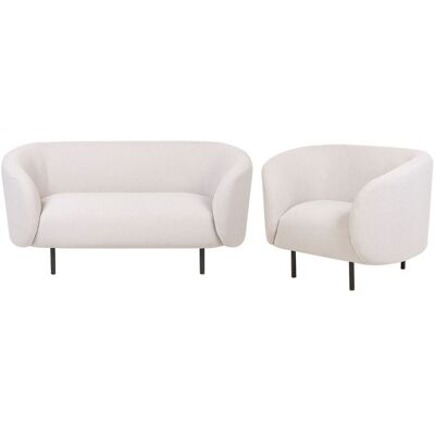 Beliani Wohnzimmer Set Beige Polyester Stoff Sanfte Schwarze Beine - Wohnzimmer Set Beliani Wohnzimmer Set Beige Polyester Stoff Sanfte Schwarze Beine - Wohnzimmer Set