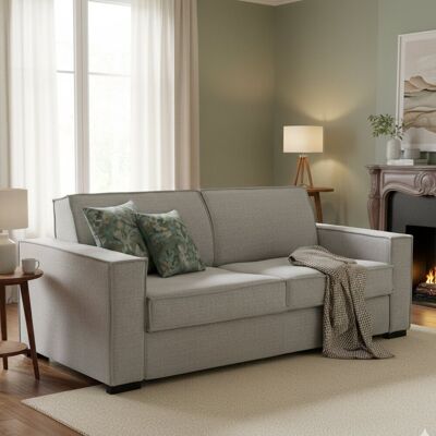 Schlafsofa Giuliana, 2-sitzer-sofa, 100% Made In Italy, Wohnzimmersofa Mit Drehbarer Öffnung, Aus Gepolstertem Stoff, Mit Standard-armlehnen, Cm 180x95h90, Grau - Talamo Italia Schlafsofa Giuliana, 2-sitzer-sofa, 100% Made In Italy, Wohnzimmersofa Mit Drehbarer Öffnung, Aus Gepolstertem Stoff, Mit Standard-armlehnen, Cm 180x95h90, Grau - Talamo Italia