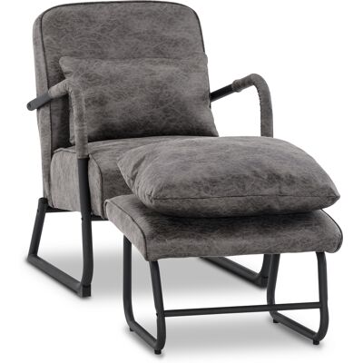 M Mcombo Sessel Mit Hocker Für Wohnzimmer , Retro Vintage Relaxsessel Mit Taillenkissen, Aus Mikrofaserstoff, 4742de (dunkelgrau) M Mcombo Sessel Mit Hocker Für Wohnzimmer , Retro Vintage Relaxsessel Mit Taillenkissen, Aus Mikrofaserstoff, 4742de (dunkelgrau)