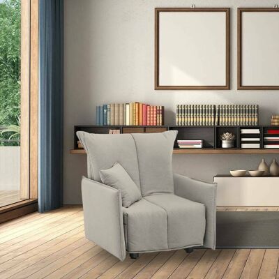 Schlafsofa Dabari, Einzelsofa, 100% Made In Italy, Wohnzimmersessel Mit Trolley-öffnung, Aus Gepolstertem Stoff, Mit Standard-armlehnen, Cm 110x90h85, Beige - Dmora Schlafsofa Dabari, Einzelsofa, 100% Made In Italy, Wohnzimmersessel Mit Trolley-öffnung, Aus Gepolstertem Stoff, Mit Standard-armlehnen, Cm 110x90h85, Beige - Dmora