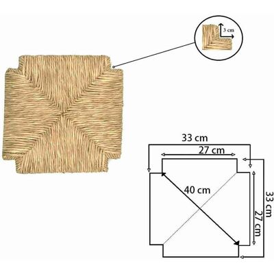 Okaffarefatto - Ersatzsitz Aus Stroh 33 Cm 33 Cm Mit Ecken Für Stühle Und Hocker Okaffarefatto - Ersatzsitz Aus Stroh 33 Cm 33 Cm Mit Ecken Für Stühle Und Hocker