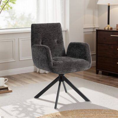 BEAOK Drehbarer Polstersessel Aus Polyester In Schwarz 60 X 61 X 88 Cm BEAOK Drehbarer Polstersessel Aus Polyester In Schwarz 60 X 61 X 88 Cm