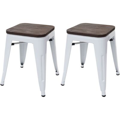 HHG 397 - Weiß - Sitz aus Ulme - Pulverbeschichteter Metallrahmen - Hocker HHG 397 - Weiß - Sitz aus Ulme - Pulverbeschichteter Metallrahmen - Hocker