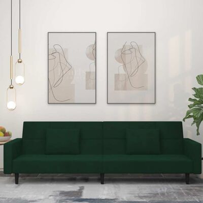Devenirriche - Schlafsofa 2-sitzer Mit 2 Kissen Dunkelgrün Samt Vidaxl86306 Devenirriche - Schlafsofa 2-sitzer Mit 2 Kissen Dunkelgrün Samt Vidaxl86306