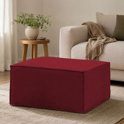 Dmora - Puff Dagoumé, Ottomane Im Wohnzimmer, 100% Made In Italy, Relaxsessel Aus Gepolstertem Stoff, Cm 80x70h43, Rot Dmora - Puff Dagoumé, Ottomane Im Wohnzimmer, 100% Made In Italy, Relaxsessel Aus Gepolstertem Stoff, Cm 80x70h43, Rot