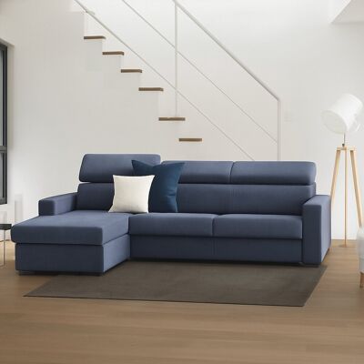 Festes Sofa Dcisc, Ecksofa, 100% Made In Italy, Sofa Im Wohnzimmer Mit Chaiselongue, Aus Gepolstertem Stoff - Linke Containerhalbinsel, Mit Schmalen Armlehnen, Cm 260x95h85, Blau - Dmora Festes Sofa Dcisc, Ecksofa, 100% Made In Italy, Sofa Im Wohnzimmer Mit Chaiselongue, Aus Gepolstertem Stoff - Linke Containerhalbinsel, Mit Schmalen Armlehnen, Cm 260x95h85, Blau - Dmora